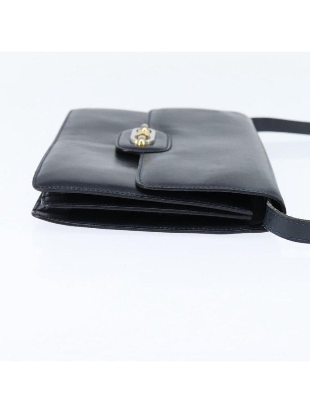 Authentic CELINE Shoulder Bag Leather Navy Gold - Picture 11 of 16